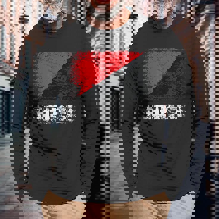 赤黒アナーキーフラッグtシャツ 長袖Tシャツ 高齢者への贈り物