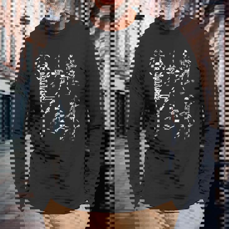 踊る骸骨 ゴシック 服 夏 原宿 ファッション パンク ハロウィン スケルトン 長袖Tシャツ 高齢者への贈り物