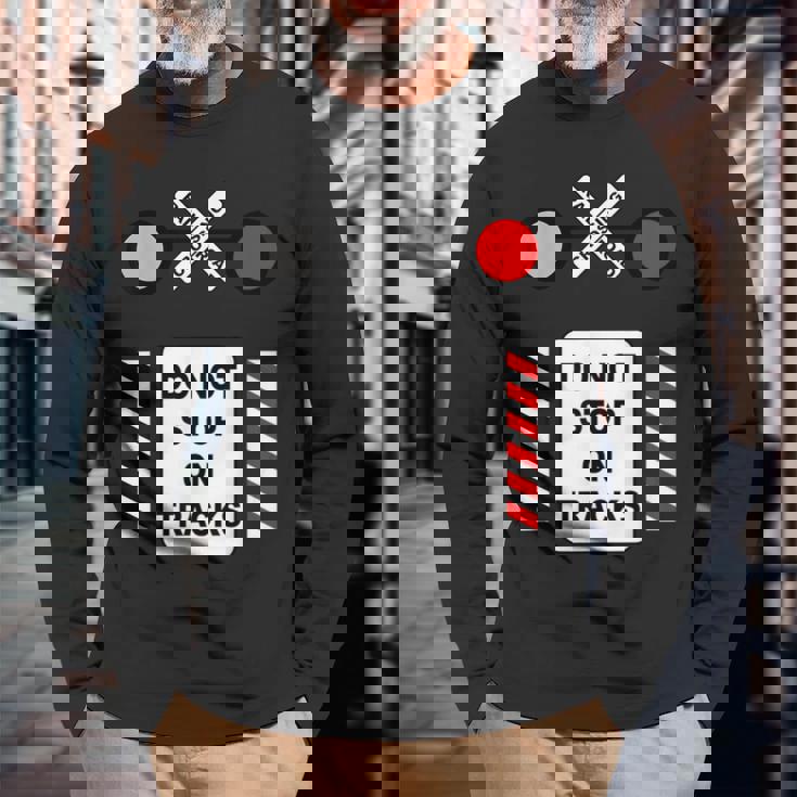 踏切サイン ハロウィン コスチューム 鉄道 電車 長袖Tシャツ 高齢者への贈り物