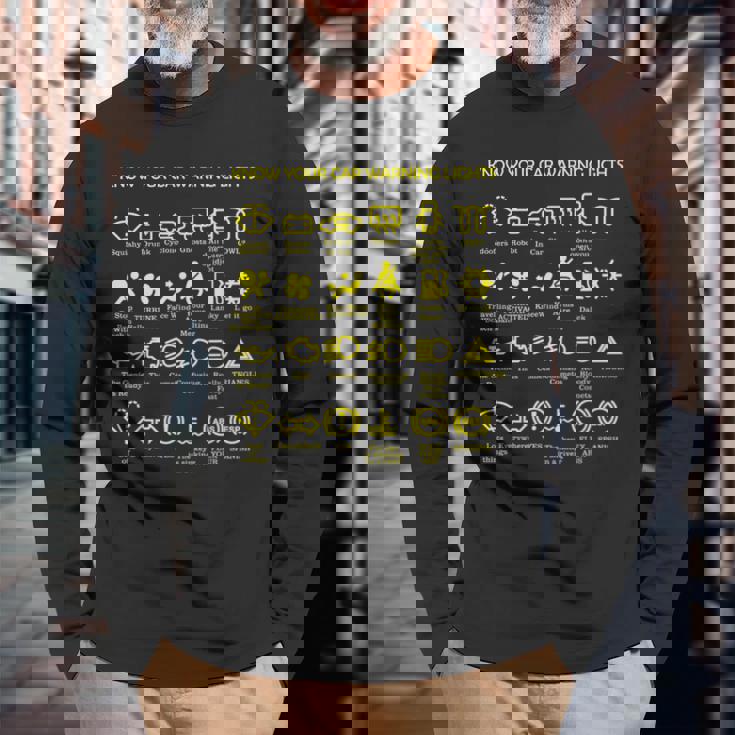 車の警告灯 非常に面白いドライバー 長袖Tシャツ 高齢者への贈り物