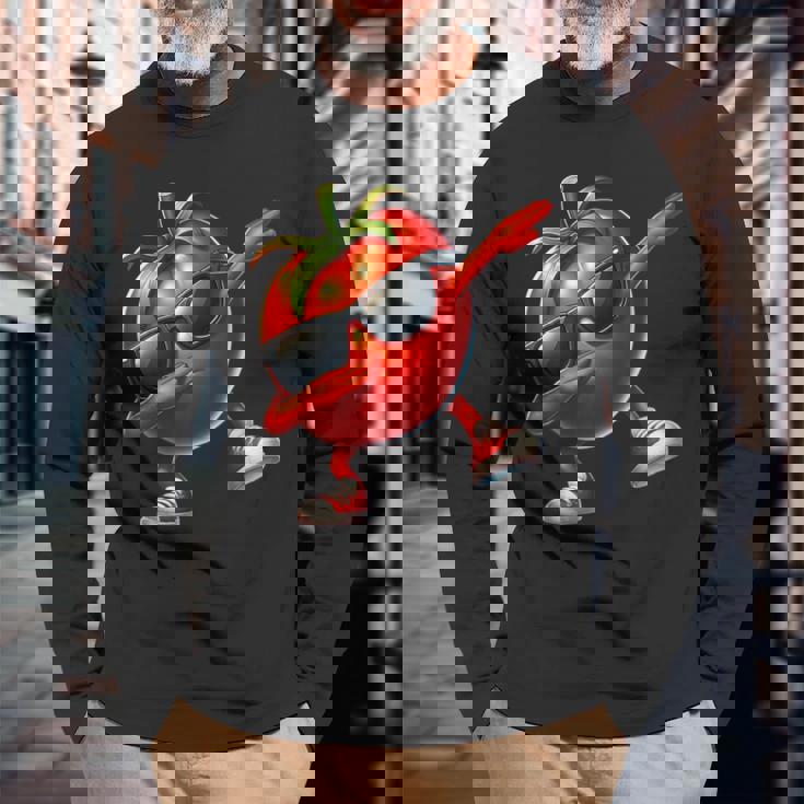 軽くたたくトマト ダンシング 軽くたたくトマト フルーツ 長袖Tシャツ 高齢者への贈り物