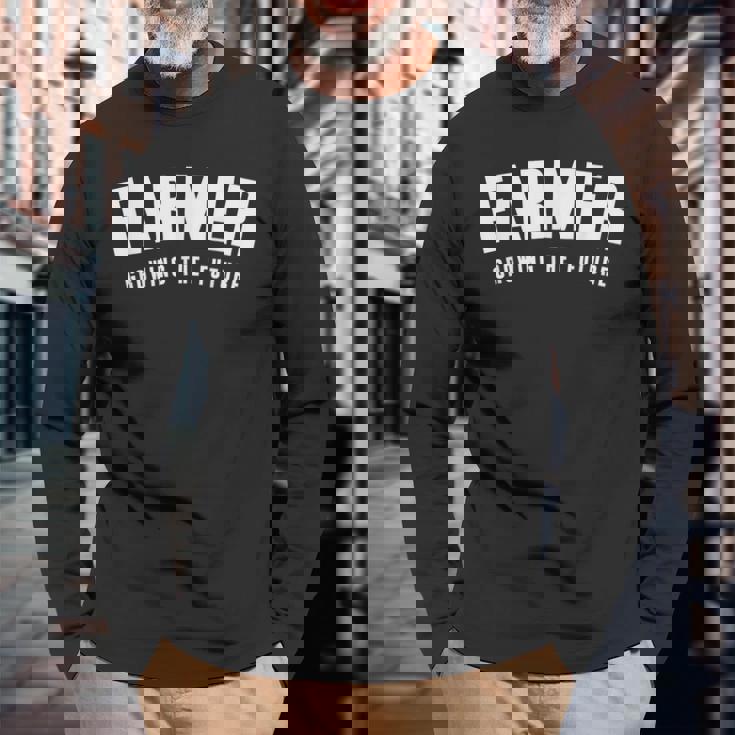 農家 未来を育てる 長袖Tシャツ 高齢者への贈り物