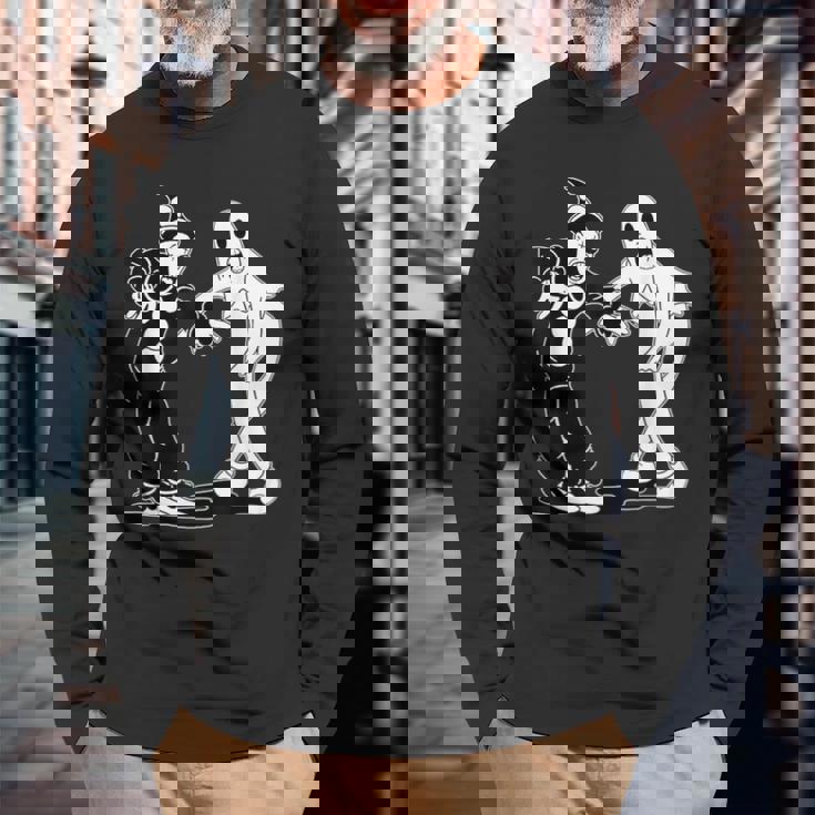 道化師のココと幽霊の踊り 長袖Tシャツ 高齢者への贈り物