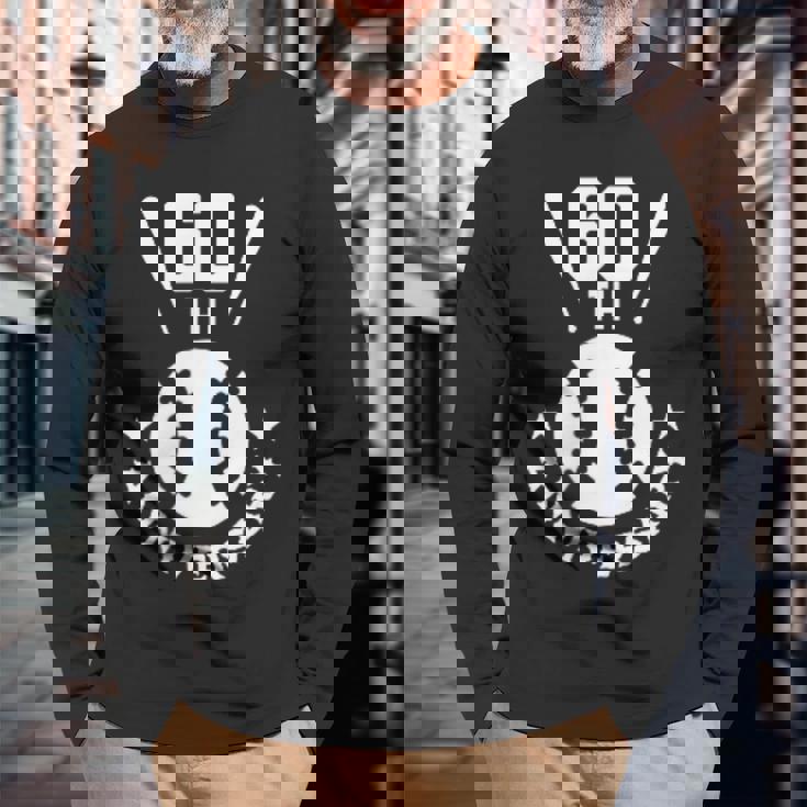 還暦祝い＆野球ファン向けプレゼント ワンポイント ゼッケン60 かっこいい【両面プリント】 長袖Tシャツ 高齢者への贈り物