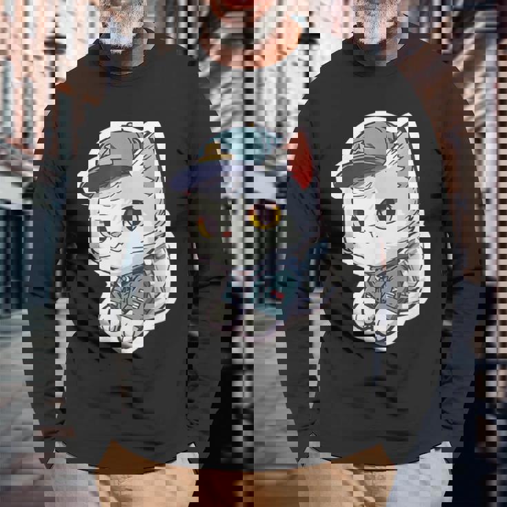 郵便配達員、Dps 配達員の猫を削除 長袖Tシャツ 高齢者への贈り物