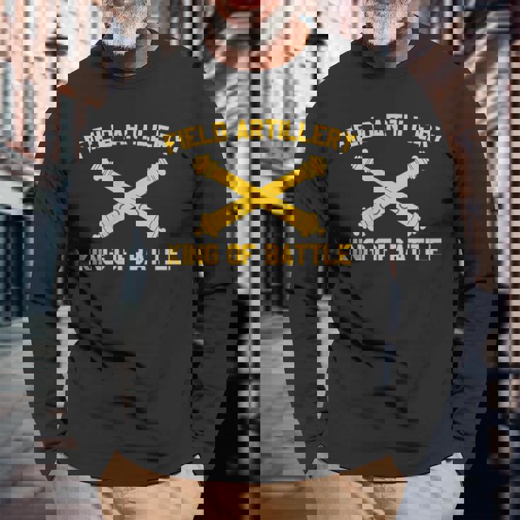 野戦砲 キングオブバトルブランチ記章 砲兵 長袖Tシャツ 高齢者への贈り物