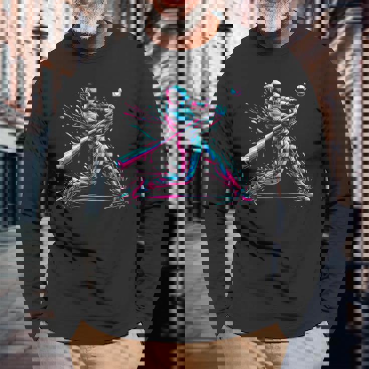 野球選手 野球好き ファン スポーツ アイスクリーム ドリップボーイ 長袖Tシャツ 高齢者への贈り物