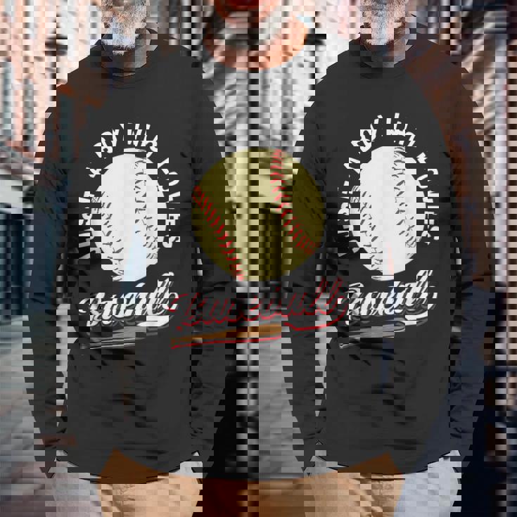 野球選手が大好きな少年 男の子向けギフト 長袖Tシャツ 高齢者への贈り物