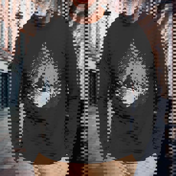 野生動物 自然 ハイキング ハイカー 森林 反射 山 長袖Tシャツ 高齢者への贈り物