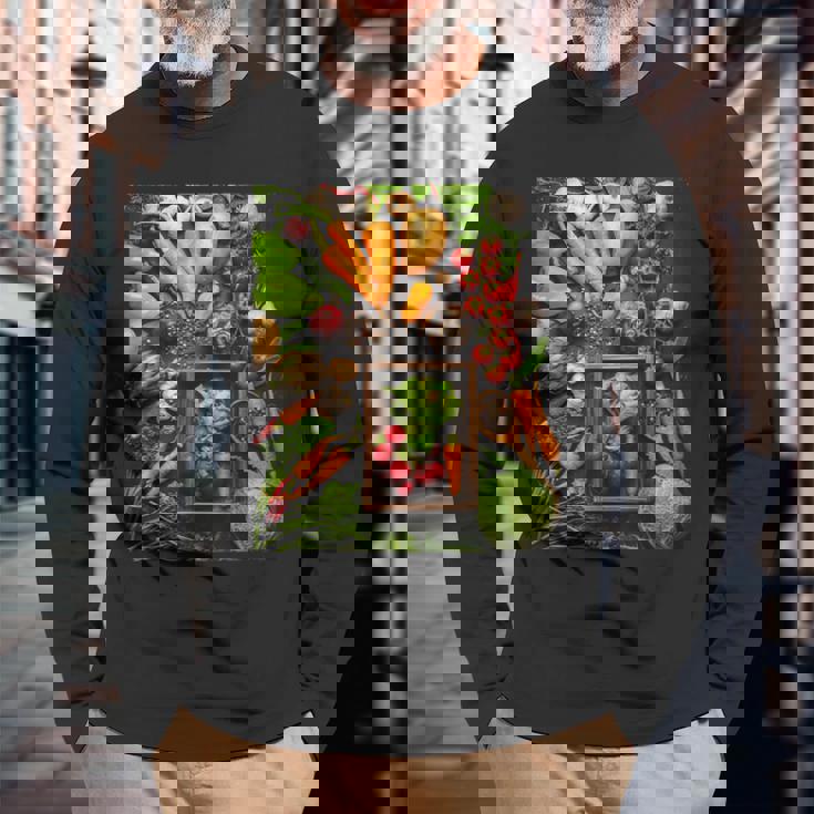 野菜農場フレッシュオーガニック野菜 長袖Tシャツ 高齢者への贈り物