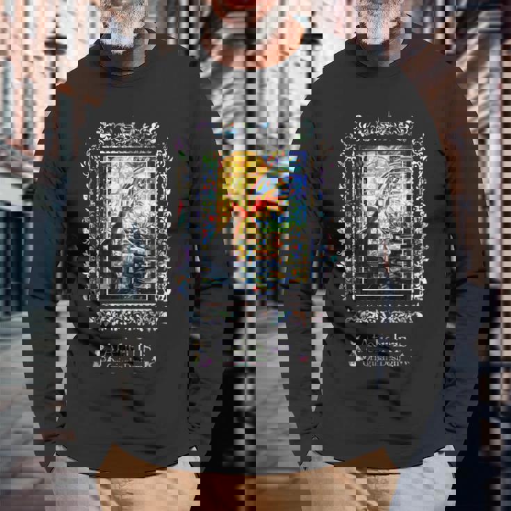 金魚さんとチュッ 猫 金魚 長袖Tシャツ 高齢者への贈り物