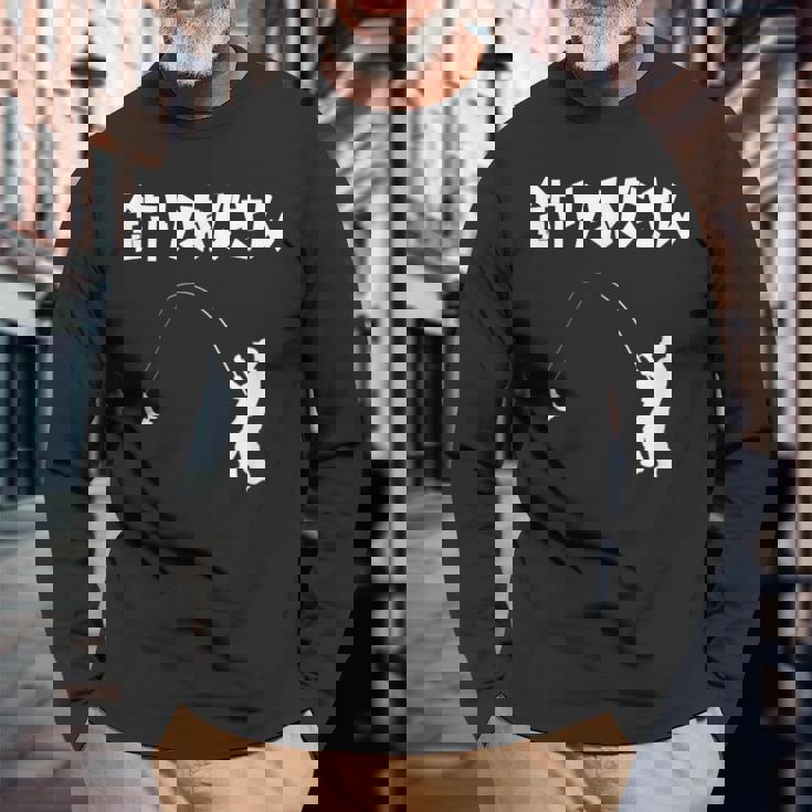 釣りおじさん 川釣り 海釣り 釣り初心者 河釣り 趣味 釣り好き 釣り経験者 釣り 趣味釣り おもしろ ネタ 長袖Tシャツ 高齢者への贈り物