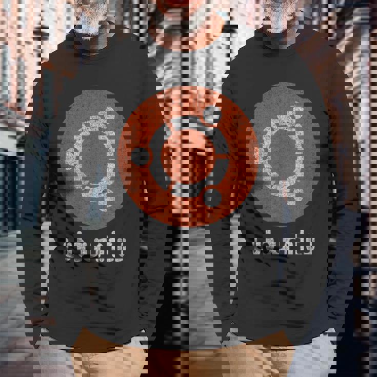 開発者向けubuntu デスクトップ、サーバー、コアソフトウェア 長袖Tシャツ 高齢者への贈り物