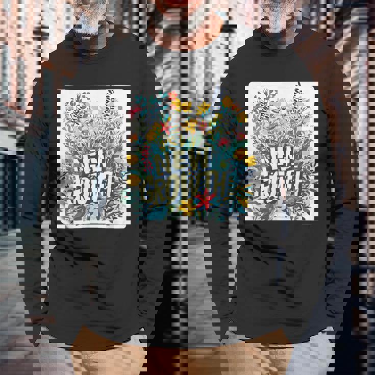 開花した外観のためのかなり新しい成長スタイル 長袖Tシャツ 高齢者への贈り物