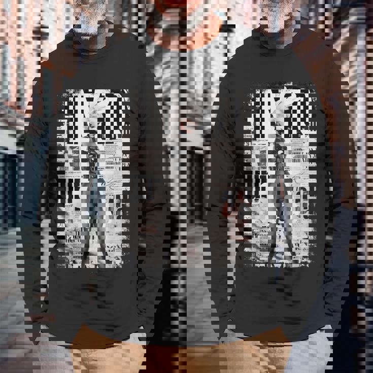 雑誌の表紙ヴィンテージガールバニーコラージュセクシーモデルピンナップ 長袖Tシャツ 高齢者への贈り物