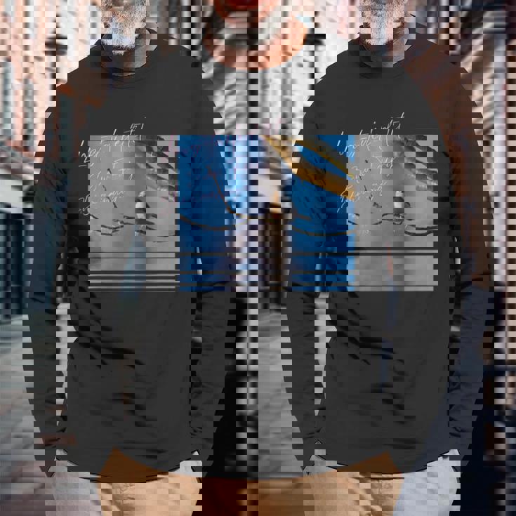 雪の妖精 北海道 日本の小鳥 青空 写真 長袖Tシャツ 高齢者への贈り物