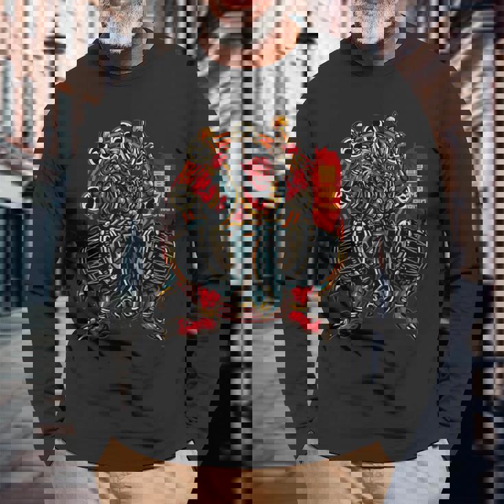 雷神 雷神 古代日本神話 神々 長袖Tシャツ 高齢者への贈り物