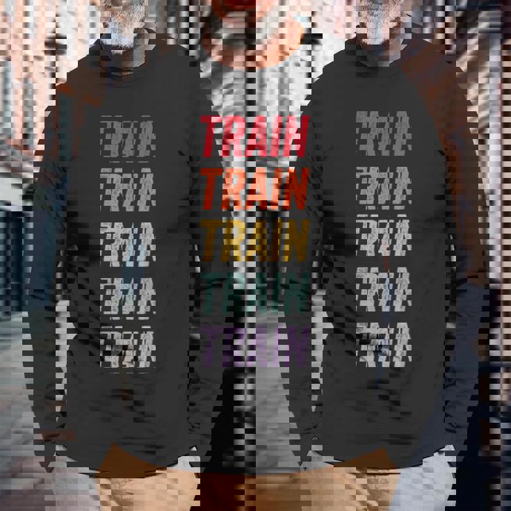 電車 長袖Tシャツ 高齢者への贈り物