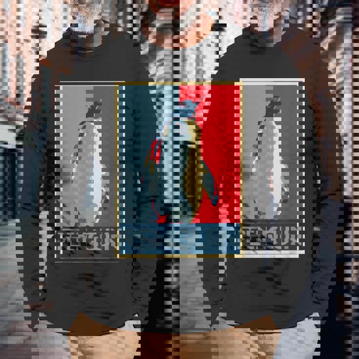 面白tシャツ 海 ペンギン おもしろ かわいい グッズ 服 ネタ メンズ オリジナル 夏 生き物 レトロ 長袖Tシャツ 高齢者への贈り物