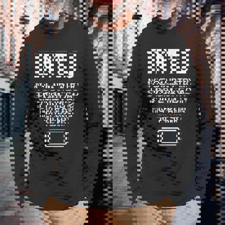 面白い Intj ソーシャルバッテリー 内向的 直感的 パーソナリティ 長袖Tシャツ 高齢者への贈り物