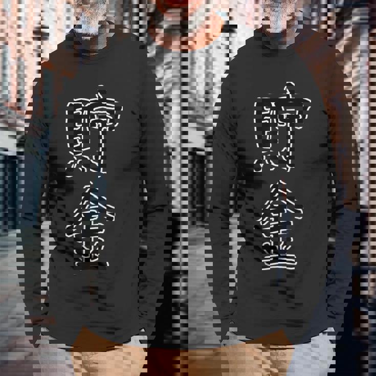 面白い ギフト 文字入り 「貯金」おもしろギャグ-ジョーク 漢字 貯金 長袖Tシャツ 高齢者への贈り物