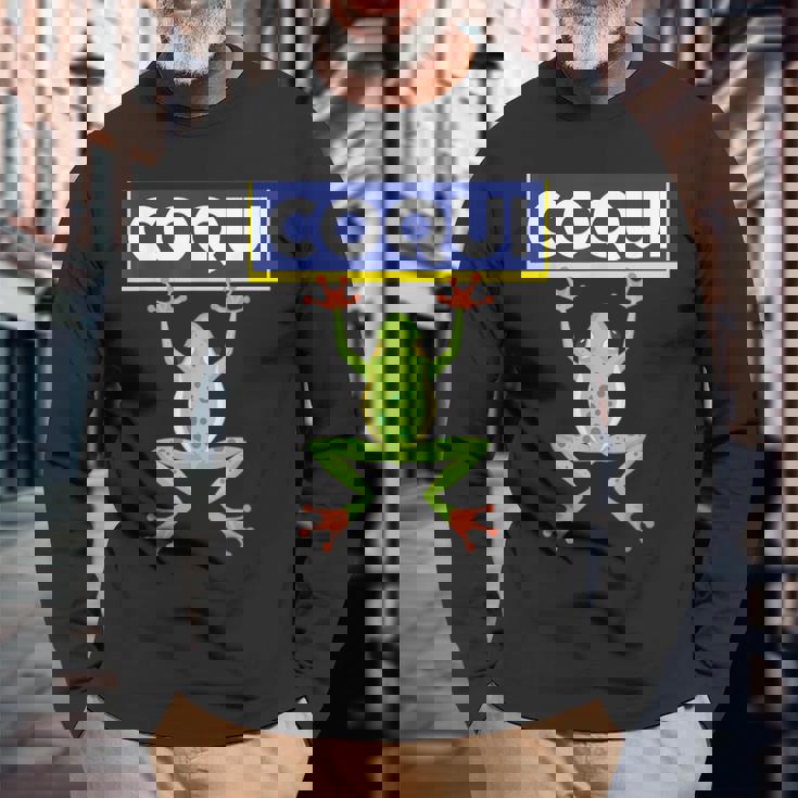 面白い コキ カエル 食べ物 プエルトリコ ゴヤ ラテン コミダ ボリクア 長袖Tシャツ 高齢者への贈り物