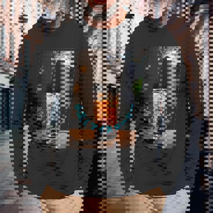 おもしろ 面白い コーヒー アイスコーヒー おもしろい 水 氷 グラス 長袖Tシャツ 高齢者への贈り物