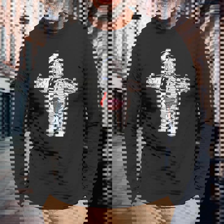 面白い 有名 カルト映画 キャラクター マシュマロマン ゾンビ 長袖Tシャツ 高齢者への贈り物