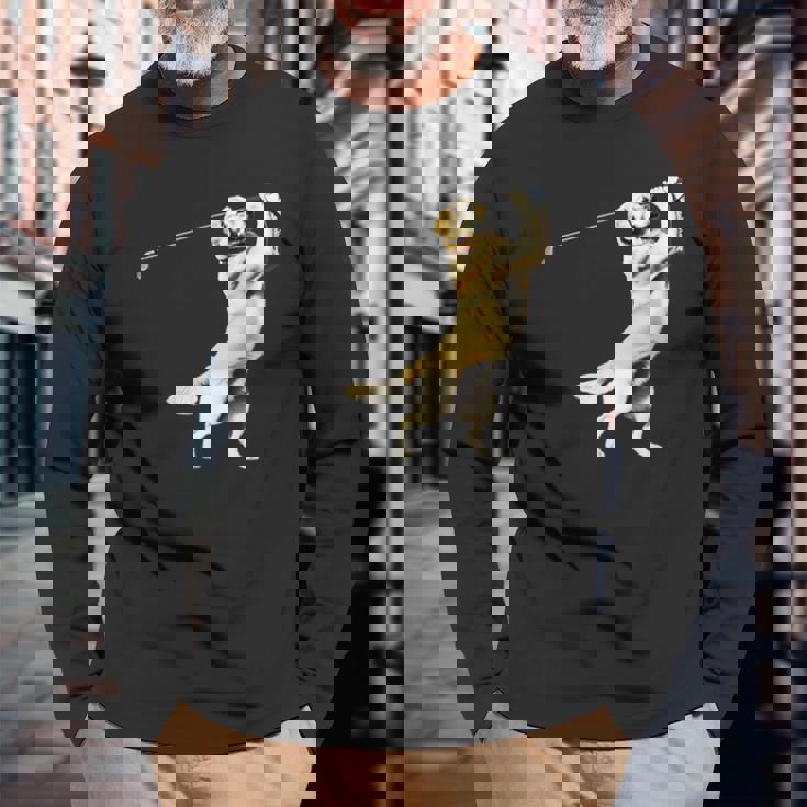 面白いtシャツ ゴールデンレトリバー ゴルフ イヌ メンズ グッズ かわいい おもしろ 面白い 服 ネタ 長袖Tシャツ 高齢者への贈り物