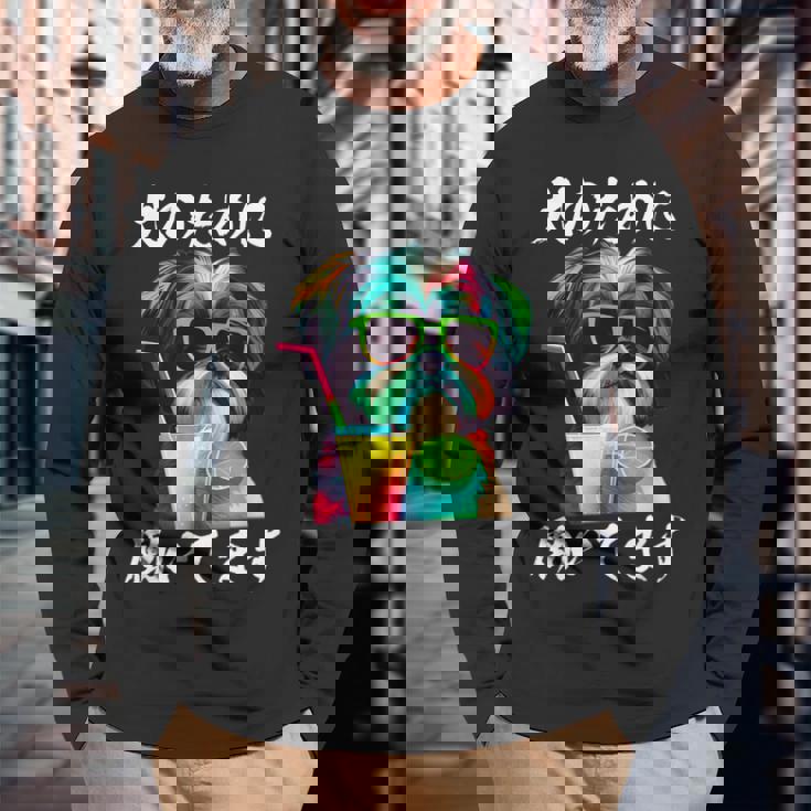 面白いtシャツ シーズー イヌ わんこ メンズ 犬好き グッズ おもしろ 面白い 服 ネタ わんこ 長袖Tシャツ 高齢者への贈り物