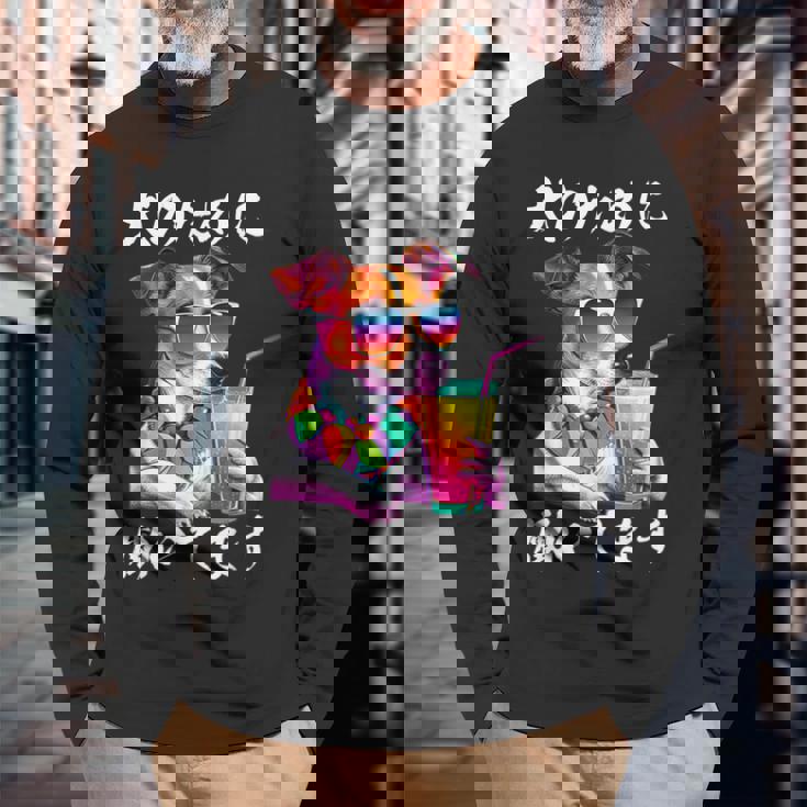 面白いtシャツ ジャックラッセルテリア イヌ わんこ メンズ 犬好き グッズ おもしろ 面白い 服 ネタ 長袖Tシャツ 高齢者への贈り物