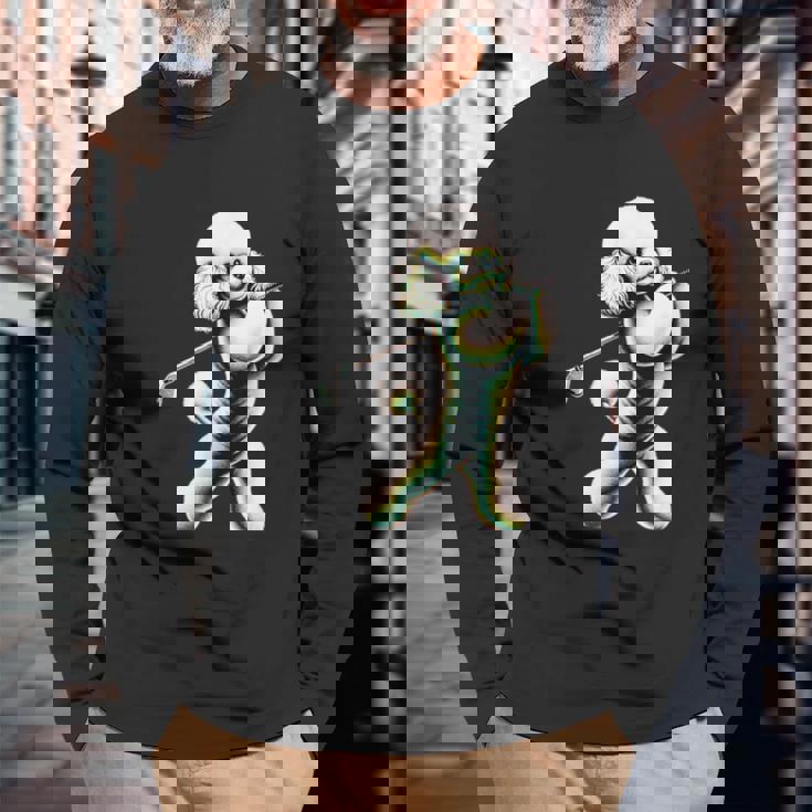 面白いtシャツ トイプードル ゴルフ イヌ メンズ 犬好き グッズ かわいい おもしろ 面白い 服 ネタ 長袖Tシャツ 高齢者への贈り物