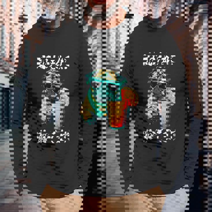 面白いtシャツ パグ イヌ わんこ メンズ 犬好き グッズ おもしろ 面白い 服 ネタ わんこ 長袖Tシャツ 高齢者への贈り物