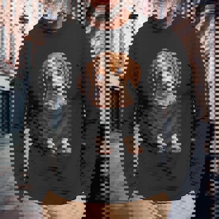 面白いtシャツ ビーグル 胸 ポケット イヌ わんこ メンズ 犬好き グッズ おもしろ 面白い 服 ネタ 長袖Tシャツ 高齢者への贈り物