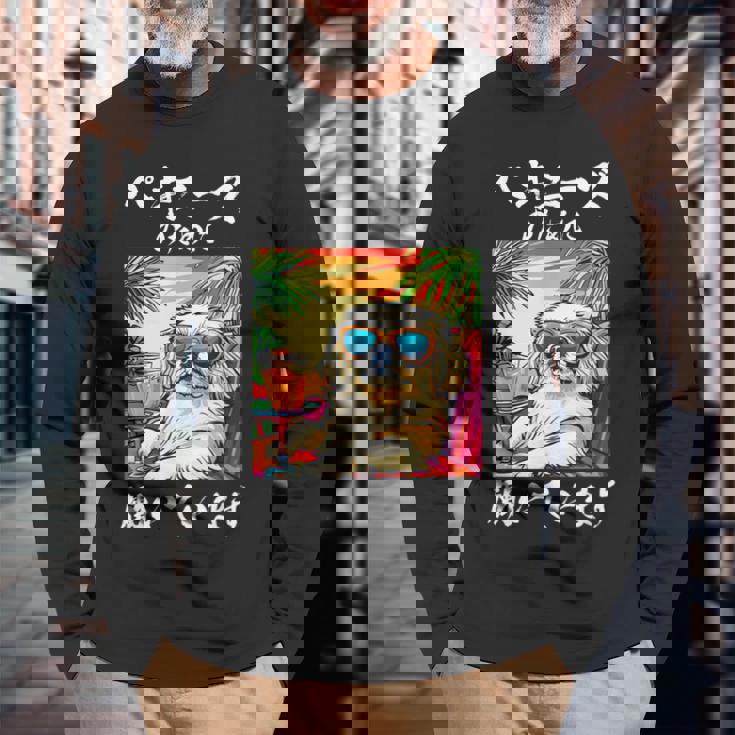 面白いtシャツ ペキニーズ イヌ わんこ メンズ 犬好き グッズ おもしろ 面白い 服 ネタ わんこ ウケ 長袖Tシャツ 高齢者への贈り物