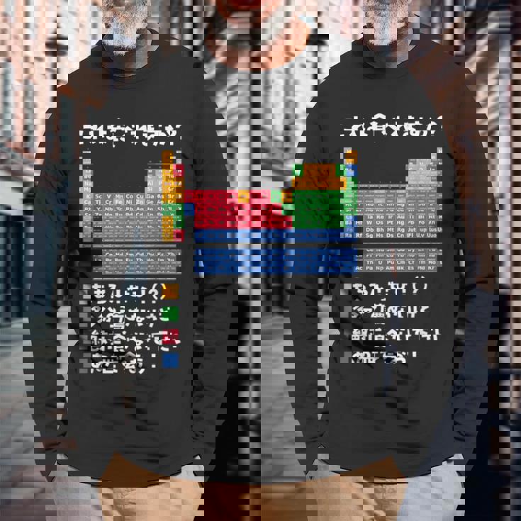 面白いtシャツ 周期表 化学 ネタ 服 おもしろ 元素 オリジナル メンズ ネタ 科学 理系 長袖Tシャツ 高齢者への贈り物