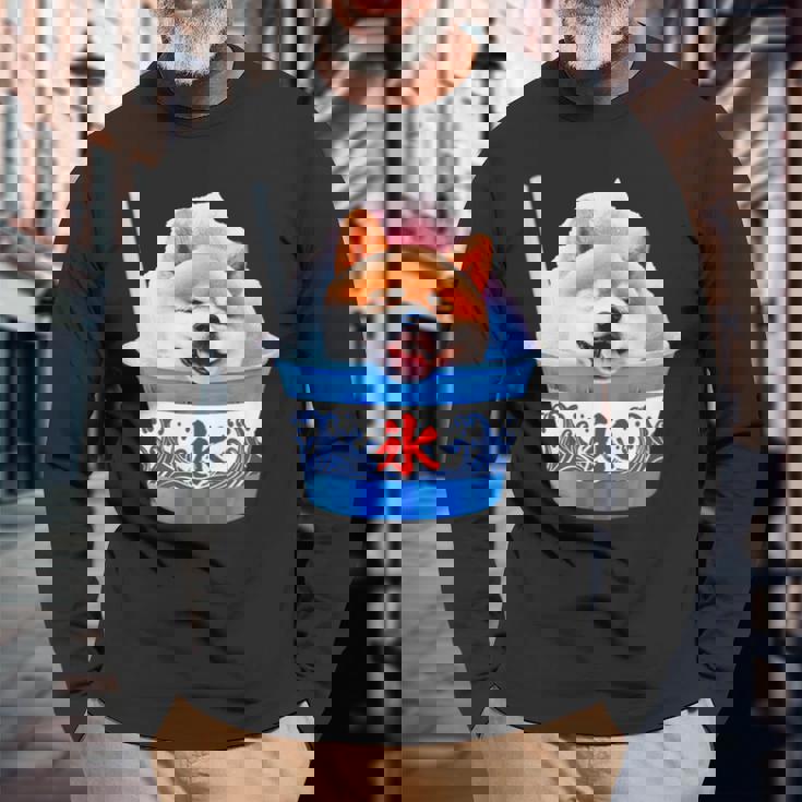 面白いtシャツ 柴犬 かき氷 イヌ わんこ メンズ 犬好き グッズ かわいい おもしろ 面白い 服 ネタ 夏 長袖Tシャツ 高齢者への贈り物