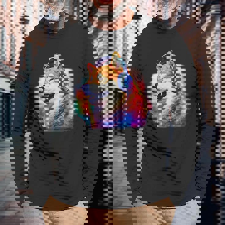 面白いtシャツ 柴犬 ゲーム 音楽 イヌ わんこ メンズ 犬好き グッズ おもしろ 面白い 服 ネタ 長袖Tシャツ 高齢者への贈り物