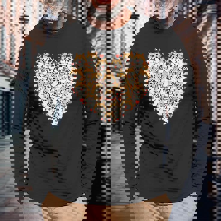 面白いtシャツ 柴犬 ハート イヌ わんこ メンズ 犬好き グッズ かわいい おもしろ 面白い 服 ネタ 長袖Tシャツ 高齢者への贈り物