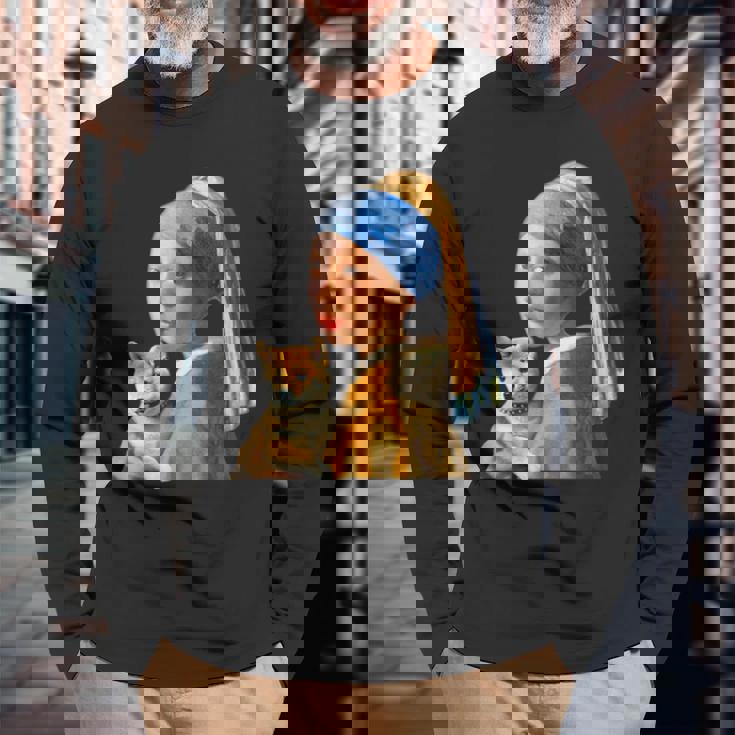 面白いtシャツ 柴犬 フェルメール わんこ メンズ 犬好き グッズ かわいい おもしろ 面白い 服 ネタ 長袖Tシャツ 高齢者への贈り物