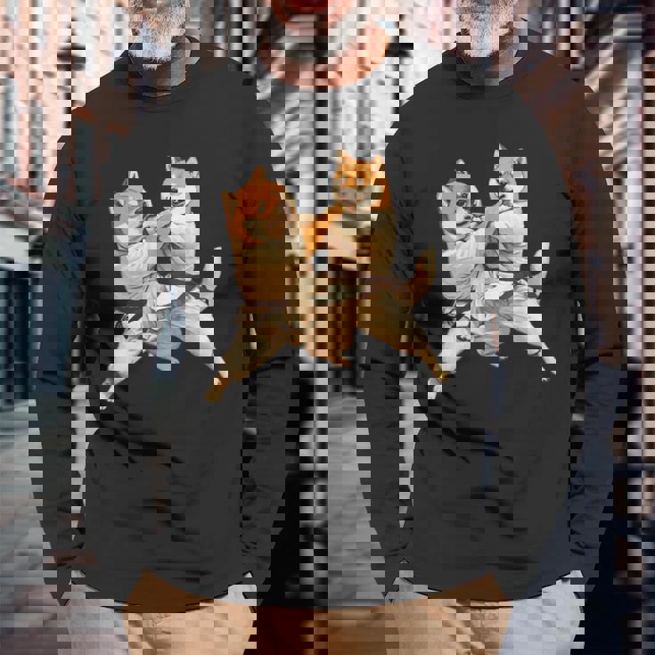 面白いtシャツ 柴犬 柔道 イヌ わんこ メンズ 犬好き グッズ かわいい おもしろ 面白い 服 ネタ 犬 長袖Tシャツ 高齢者への贈り物