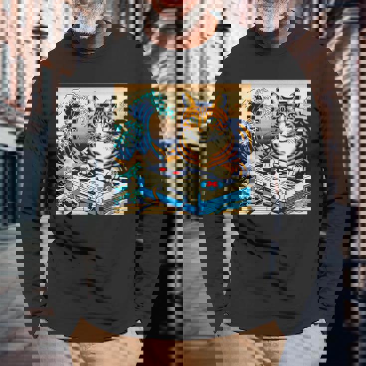 面白いtシャツ 猫 ネコ ゲーム ゲーマー メンズ 猫好き グッズ おもしろ 面白い 服 ネタ 猫の下僕 長袖Tシャツ 高齢者への贈り物