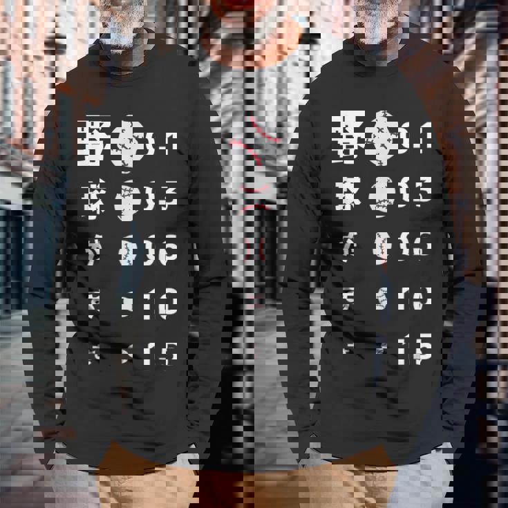 面白いtシャツ 野球 ベースボール 視力検査 おもしろ 服 ネタ メンズ 野球部 おもしろグッズ 大人 子供 長袖Tシャツ 高齢者への贈り物