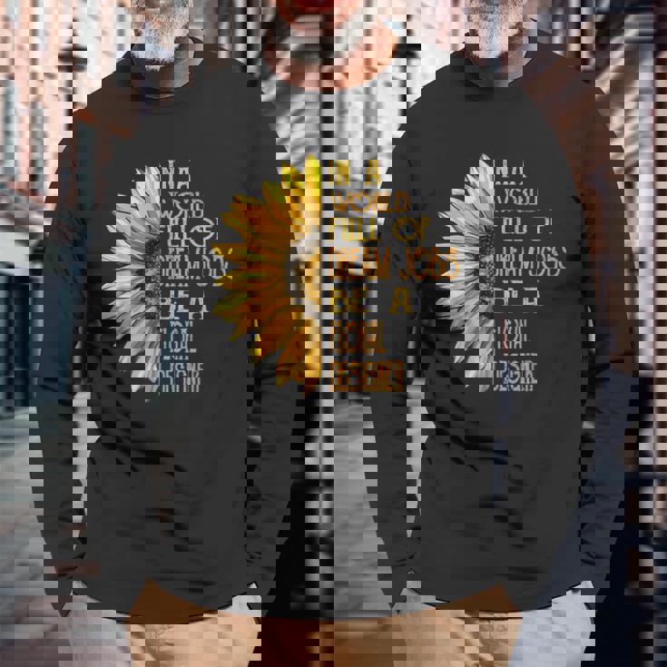 面白いひまわり柄シャツ 花柄デザイナーシャツ 長袖Tシャツ 高齢者への贈り物