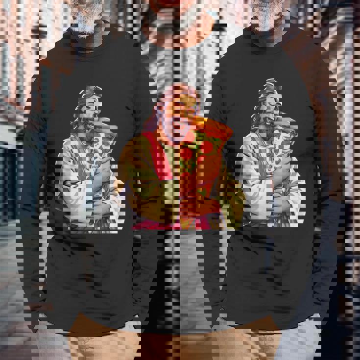 面白いイエスピザ愛好家クリスチャンユーモアtシャツ ピザジョーク 長袖Tシャツ 高齢者への贈り物