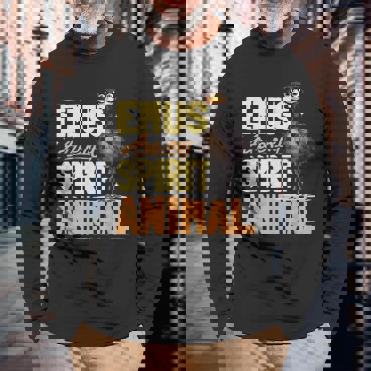 面白いエミューアニマルemus Are Mypiritアニマル。 長袖Tシャツ 高齢者への贈り物