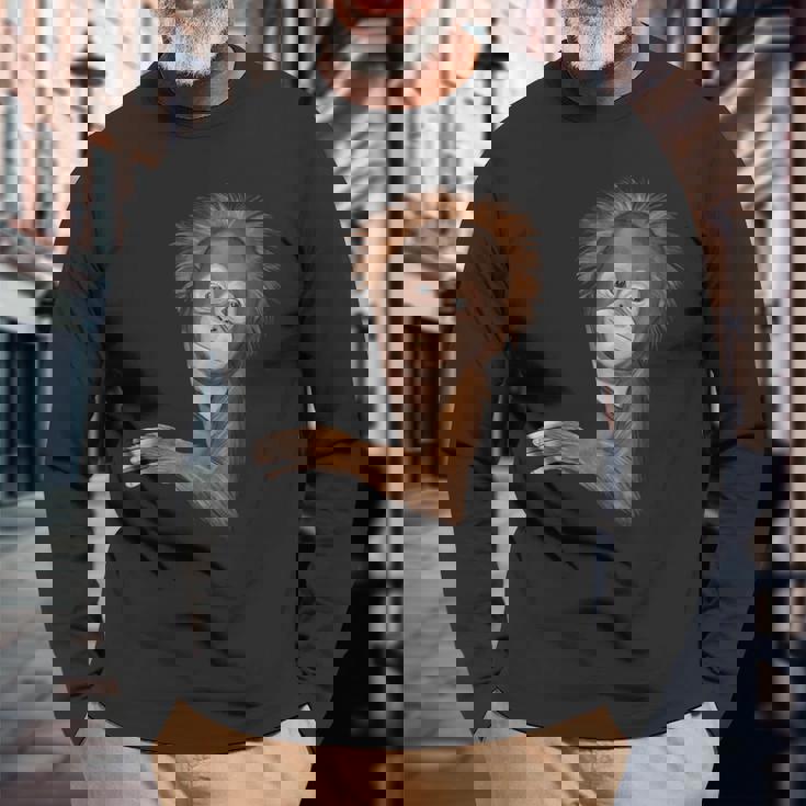 面白いオランウータン 長袖Tシャツ 高齢者への贈り物