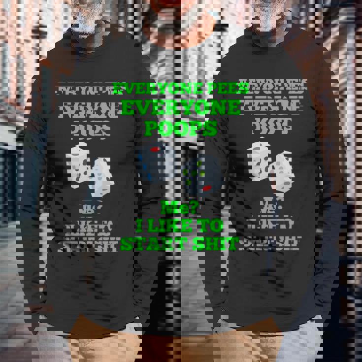 面白いカジノギフト、面白いうんちギフト、うんちとおしっこユーモア 長袖tシャツ 長袖Tシャツ 高齢者への贈り物