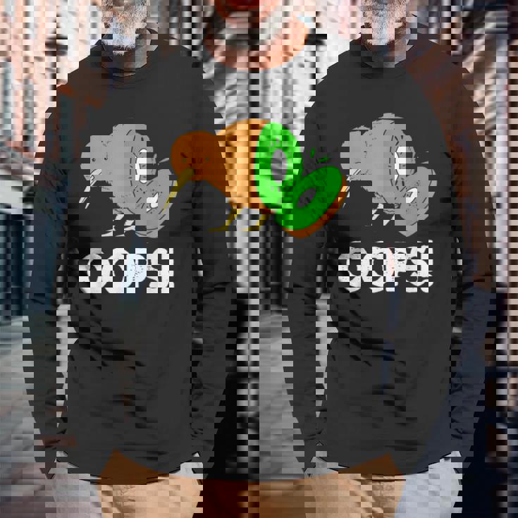 面白いキウイフルーツ キウイ鳥 長袖Tシャツ 高齢者への贈り物