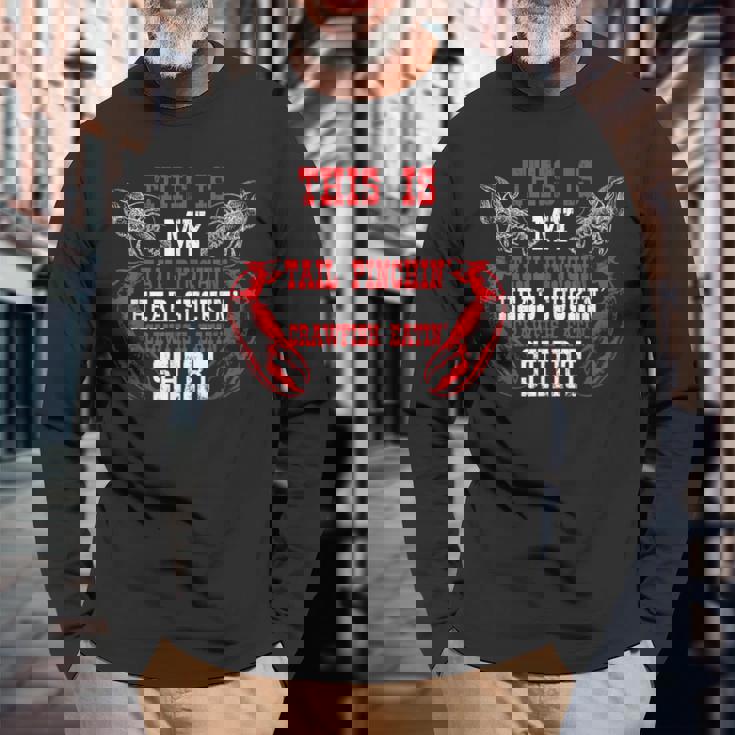 面白いザリガニの恋人シーフードザリガニを食べる 長袖Tシャツ 高齢者への贈り物